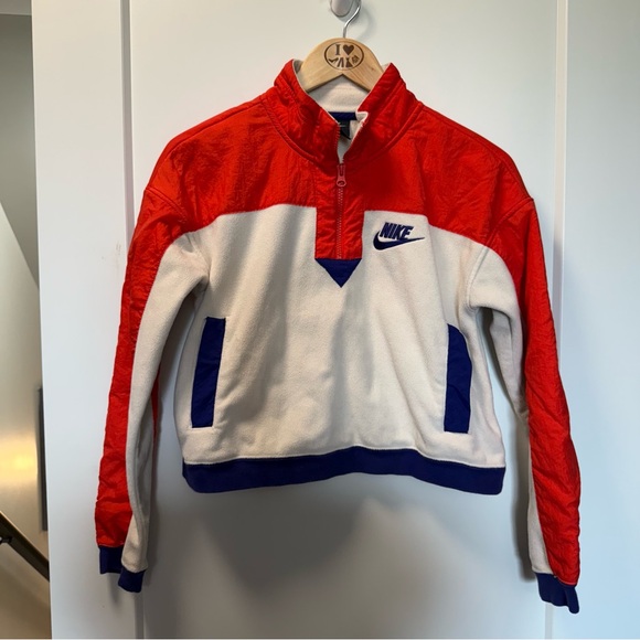 Nike Retro ColorBlock‎ Cropped Fleece Half Zip Sweatshirt Pullover Athleisure XS - Picture 1 of 6